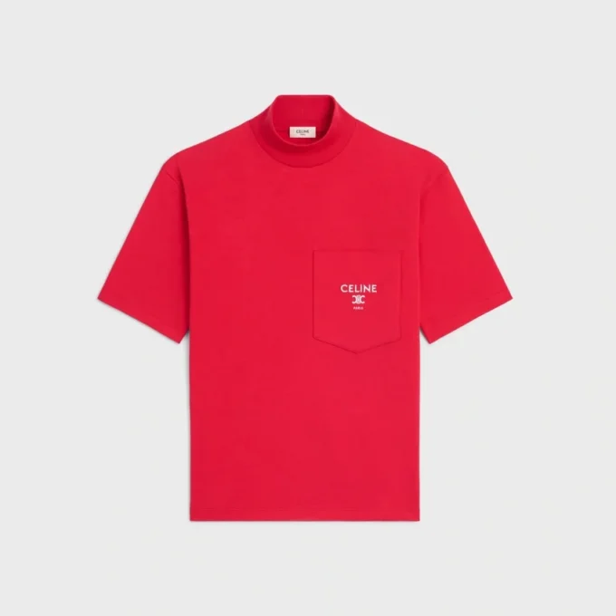 Pamuklu Jersey Mock Neck Tişört
