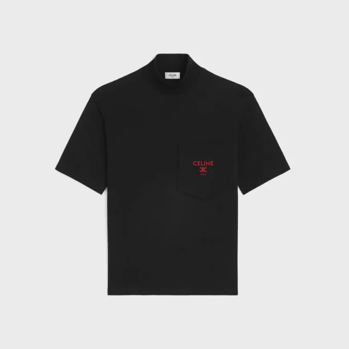 Pamuklu Jersey Mock Neck Tişört Pamuklu Jersey Mock Neck Tişört