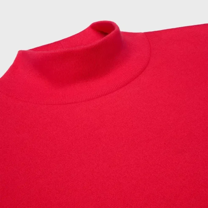 Pamuklu Jersey Mock Neck Tişört