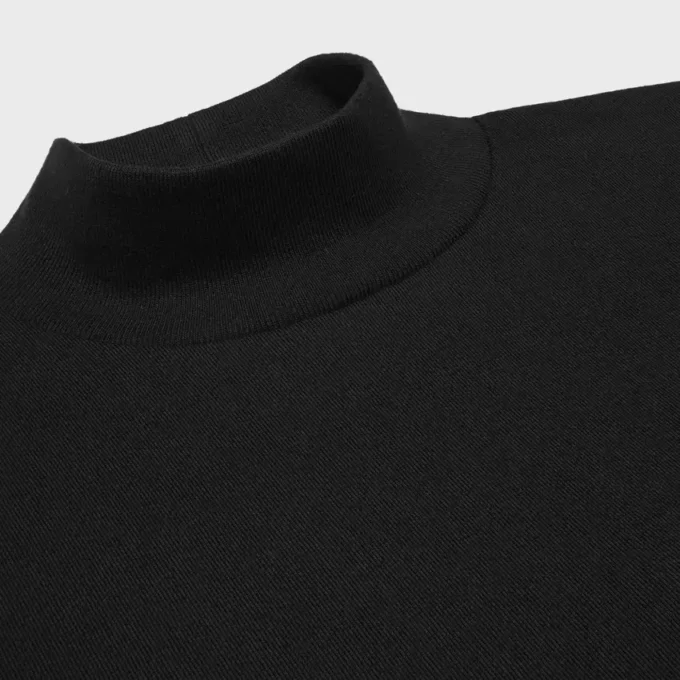 Pamuklu Jersey Mock Neck Tişört Pamuklu Jersey Mock Neck Tişört