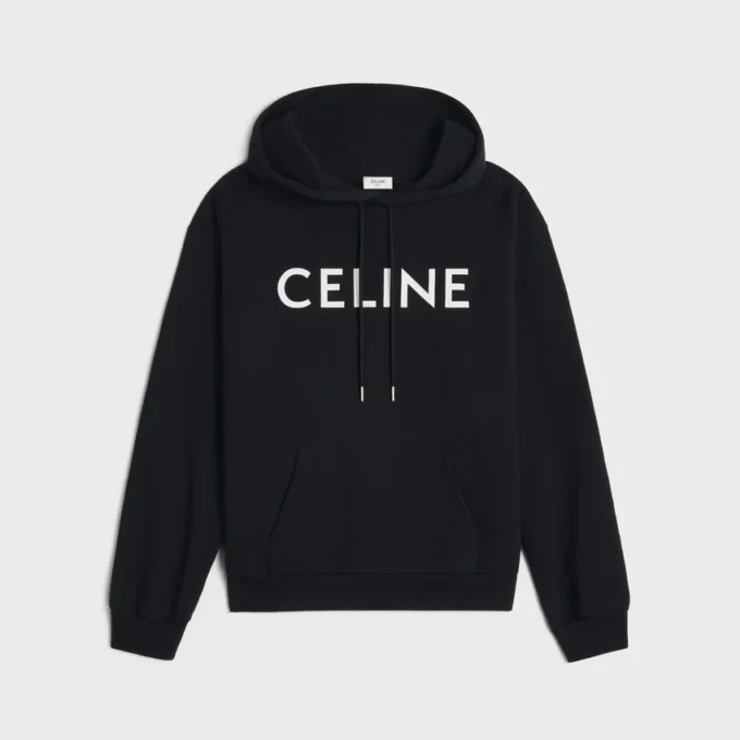 Pamuklu Polar CELINE Bol Kesim Kapüşonlu Sweatshirt Pamuklu Polar CELINE Bol Kesim Kapüşonlu Sweatshirt