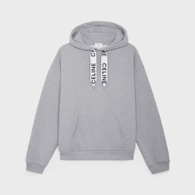Pamuklu Polar CELINE Bol Kesim Kapüşonlu Sweatshirt Pamuklu Polar CELINE Bol Kesim Kapüşonlu Sweatshirt