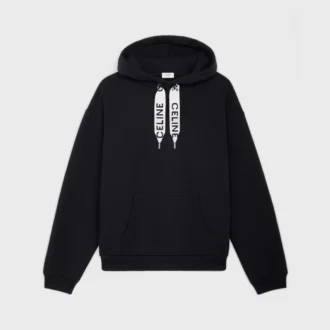 Pamuklu Polar CELINE Bol Kesim Kapüşonlu Sweatshirt Pamuklu Polar CELINE Bol Kesim Kapüşonlu Sweatshirt