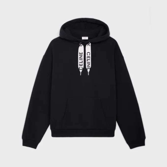 Pamuklu Polar CELINE Bol Kesim Kapüşonlu Sweatshirt Pamuklu Polar CELINE Bol Kesim Kapüşonlu Sweatshirt