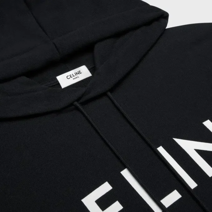 Pamuklu Polar CELINE Bol Kesim Kapüşonlu Sweatshirt Pamuklu Polar CELINE Bol Kesim Kapüşonlu Sweatshirt