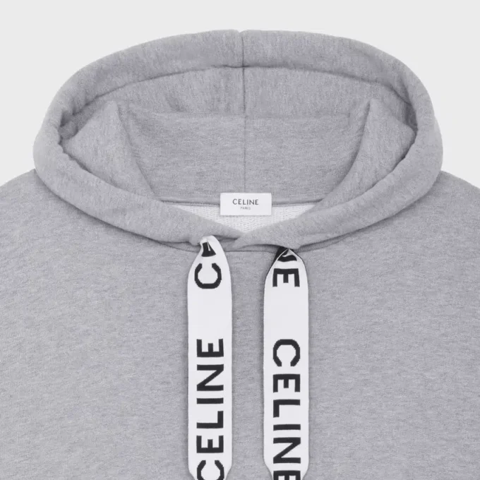 Pamuklu Polar CELINE Bol Kesim Kapüşonlu Sweatshirt Pamuklu Polar CELINE Bol Kesim Kapüşonlu Sweatshirt