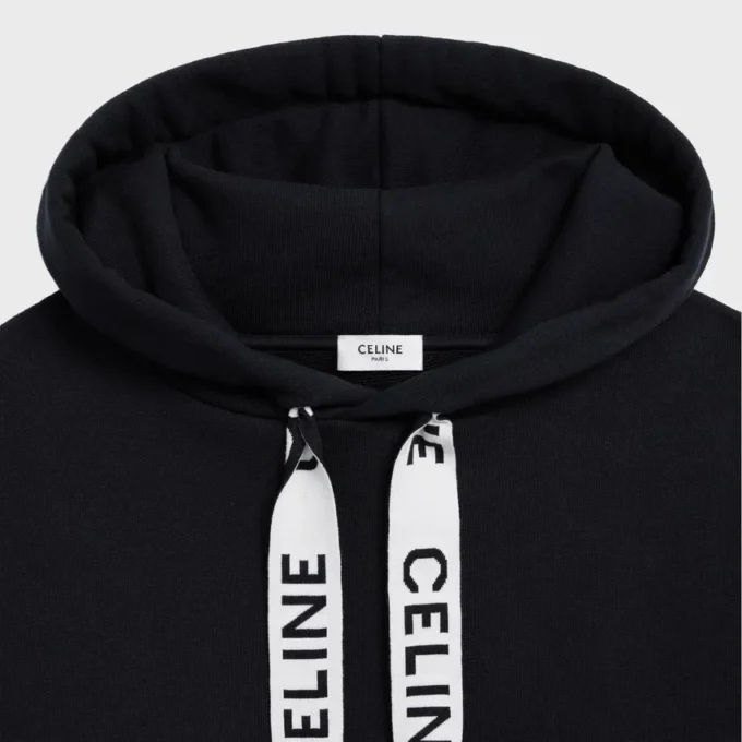 Pamuklu Polar CELINE Bol Kesim Kapüşonlu Sweatshirt Pamuklu Polar CELINE Bol Kesim Kapüşonlu Sweatshirt