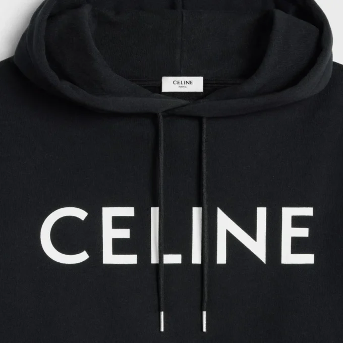 Pamuklu Polar CELINE Bol Kesim Kapüşonlu Sweatshirt Pamuklu Polar CELINE Bol Kesim Kapüşonlu Sweatshirt