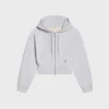 Pamuklu Polar Kısaltılmış Fermuarlı Kapüşonlu Sweatshirt