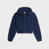 Pamuklu Polar Kısaltılmış Fermuarlı Kapüşonlu Sweatshirt Pamuklu Polar Kısaltılmış Fermuarlı Kapüşonlu Sweatshirt