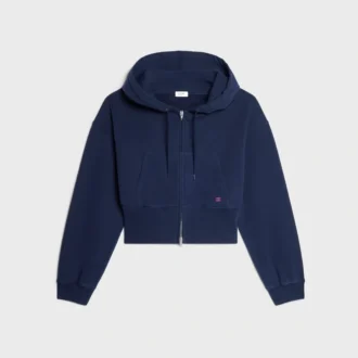 Pamuklu Polar Kısaltılmış Fermuarlı Kapüşonlu Sweatshirt Pamuklu Polar Kısaltılmış Fermuarlı Kapüşonlu Sweatshirt