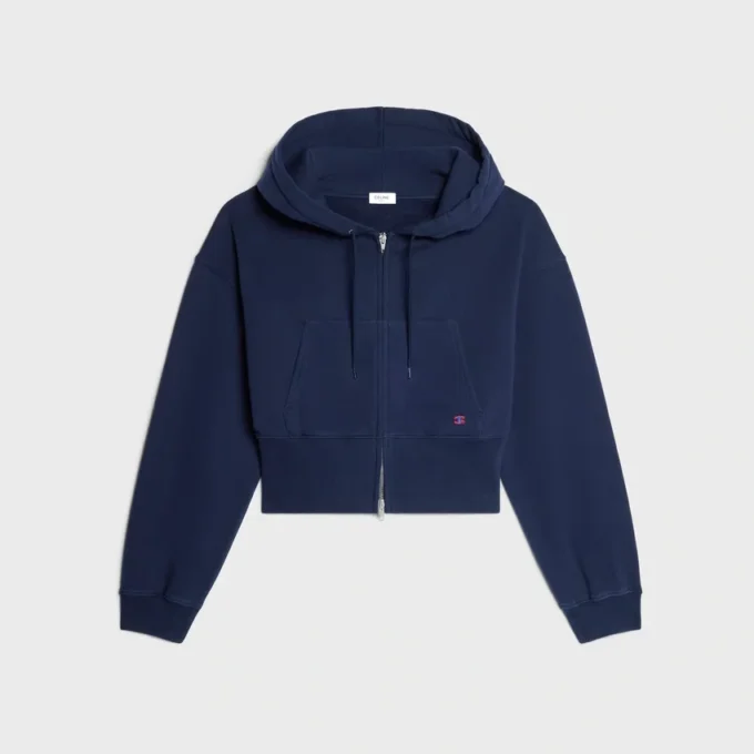 Pamuklu Polar Kısaltılmış Fermuarlı Kapüşonlu Sweatshirt Pamuklu Polar Kısaltılmış Fermuarlı Kapüşonlu Sweatshirt