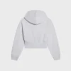 Pamuklu Polar Kısaltılmış Fermuarlı Kapüşonlu Sweatshirt