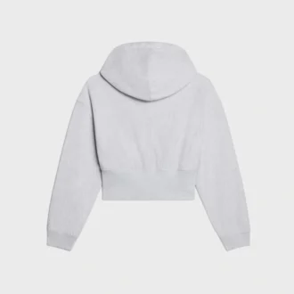 Pamuklu Polar Kısaltılmış Fermuarlı Kapüşonlu Sweatshirt