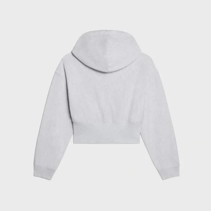 Pamuklu Polar Kısaltılmış Fermuarlı Kapüşonlu Sweatshirt