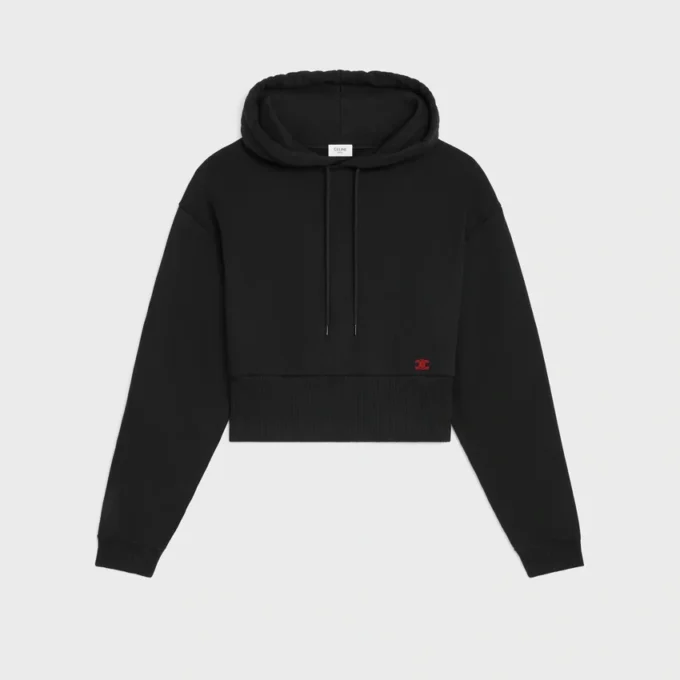Pamuklu Polar Kısaltılmış Kapüşonlu Sweatshirt Pamuklu Polar Kısaltılmış Kapüşonlu Sweatshirt