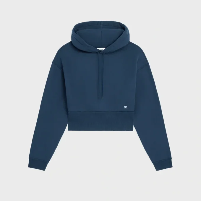Pamuklu Polar Kısaltılmış Kapüşonlu Sweatshirt Pamuklu Polar Kısaltılmış Kapüşonlu Sweatshirt