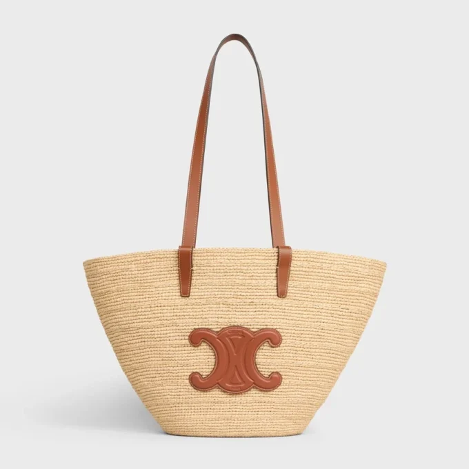 Rafya ve Dana Derisinden Orta Boy Esnek CELINE Classic Panier