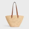 Rafya ve Dana Derisinden Orta Boy Esnek CELINE Classic Panier