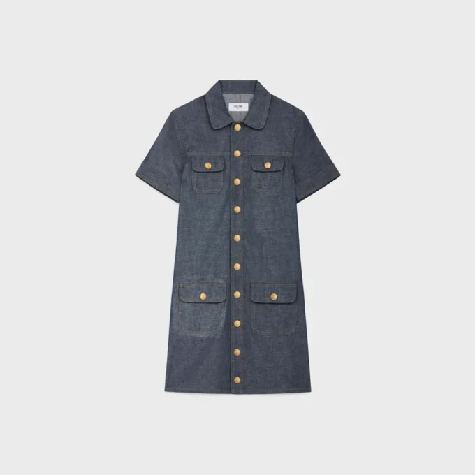 Raw Wash Denim Mini Elbise Raw Wash Denim Mini Elbise
