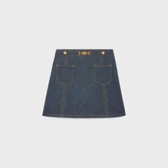 Raw Wash Denim Trapeze Mini Etek