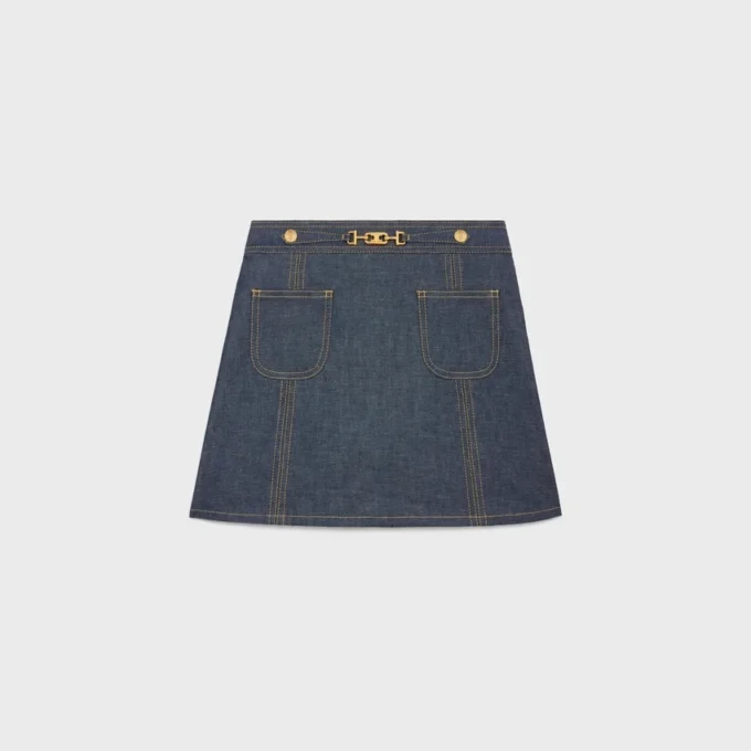 Raw Wash Denim Trapeze Mini Etek Raw Wash Denim Trapeze Mini Etek