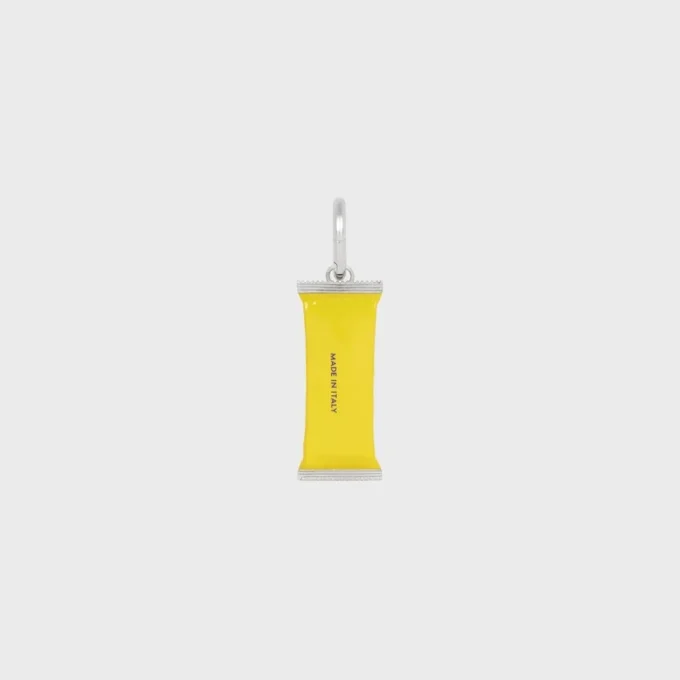 Rodyum Kaplamalı Emaye ve Pirinçten Üretilmiş Şeker Çubuğu Charms Rodyum Kaplamalı Emaye ve Pirinçten Üretilmiş Şeker Çubuğu Charms