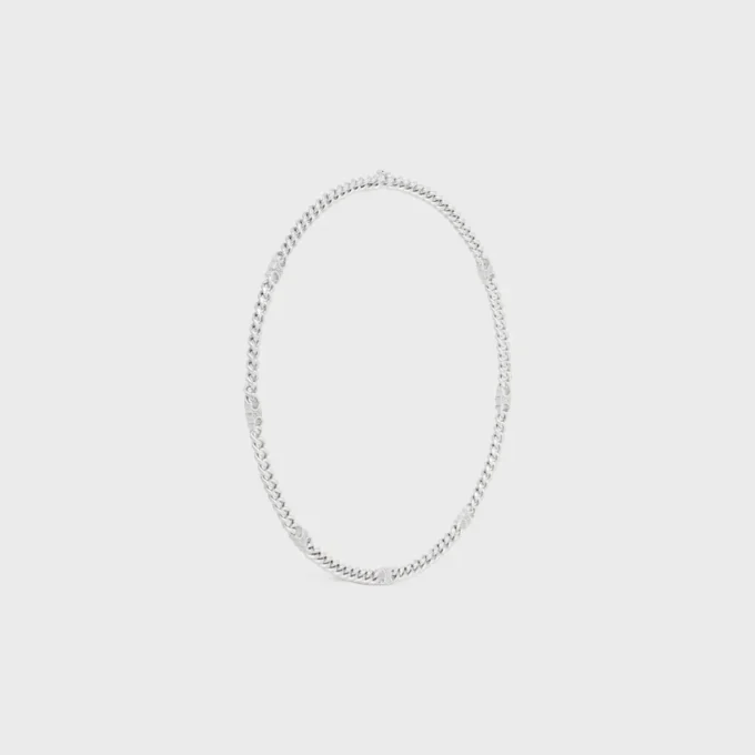 Rodyum Kaplamalı Pirinç Triomphe Küçük Gourmette Kolye Rodyum Kaplamalı Pirinç Triomphe Küçük Gourmette Kolye