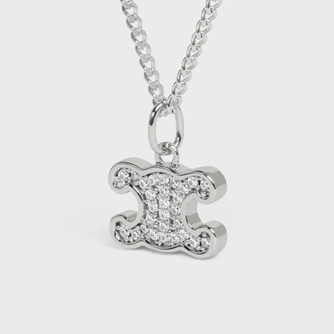 Rodyum Kaplamalı Pirinç ve Kristal Triomphe Rhinestone Kolye Rodyum Kaplamalı Pirinç ve Kristal Triomphe Rhinestone Kolye