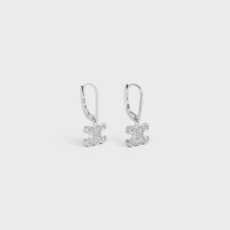 Rodyum Kaplamalı Pirinç ve Kristal Triomphe Rhinestone Küpeler Rodyum Kaplamalı Pirinç ve Kristal Triomphe Rhinestone Küpeler