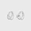 Rodyum Kaplamalı Pirinçten Knot Çift Halka Küpe Rodyum Kaplamalı Pirinçten Knot Çift Halka Küpe