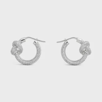 Rodyum Kaplamalı Strass ve Pirinçten Knot Sparkle Hoops Rodyum Kaplamalı Strass ve Pirinçten Knot Sparkle Hoops