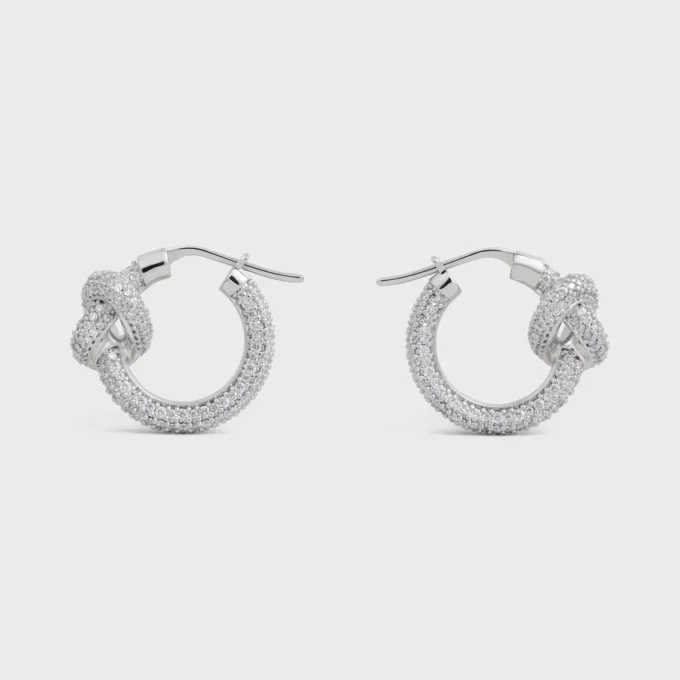 Rodyum Kaplamalı Strass ve Pirinçten Knot Sparkle Hoops Rodyum Kaplamalı Strass ve Pirinçten Knot Sparkle Hoops