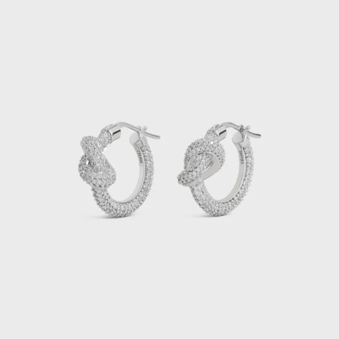 Rodyum Kaplamalı Strass ve Pirinçten Knot Sparkle Hoops Rodyum Kaplamalı Strass ve Pirinçten Knot Sparkle Hoops