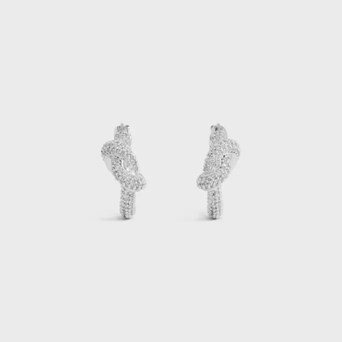 Rodyum Kaplamalı Strass ve Pirinçten Knot Sparkle Hoops Rodyum Kaplamalı Strass ve Pirinçten Knot Sparkle Hoops