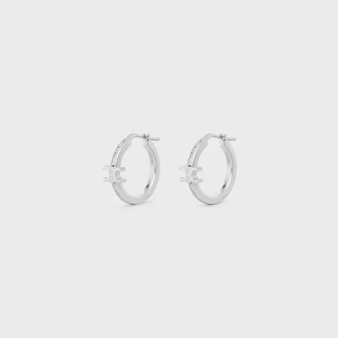 Rodyum Kaplamalı Strass ve Pirinçten Üretilmiş Triomphe Sparkle Hoops Rodyum Kaplamalı Strass ve Pirinçten Üretilmiş Triomphe Sparkle Hoops