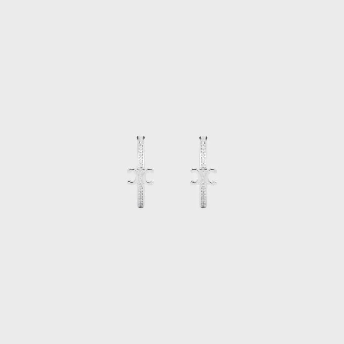 Rodyum Kaplamalı Strass ve Pirinçten Üretilmiş Triomphe Sparkle Hoops Rodyum Kaplamalı Strass ve Pirinçten Üretilmiş Triomphe Sparkle Hoops