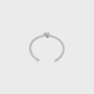 Rodyum Kaplamalı Strass ve Pirinçten Yapılmış Knot Sparkle Manşet