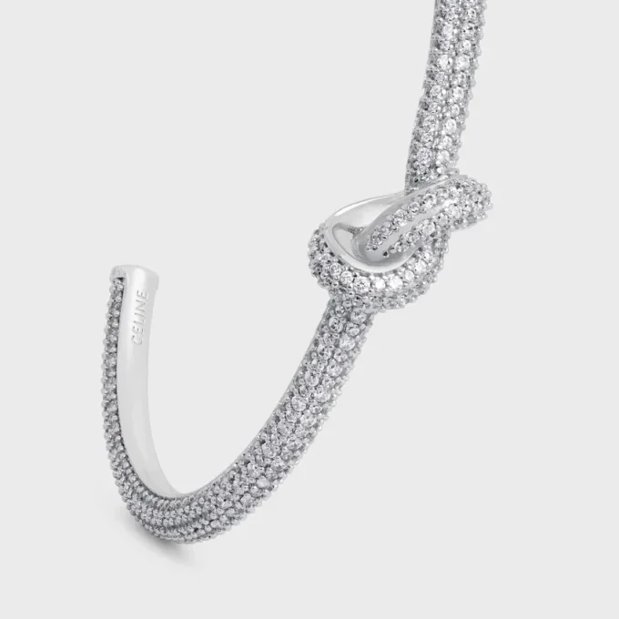 Rodyum Kaplamalı Strass ve Pirinçten Yapılmış Knot Sparkle Manşet Rodyum Kaplamalı Strass ve Pirinçten Yapılmış Knot Sparkle Manşet