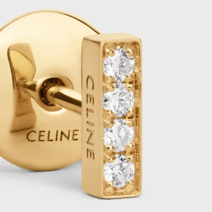 Sarı Altın ve Pırlantalı CELINE Line Küpe Sarı Altın ve Pırlantalı CELINE Line Küpe