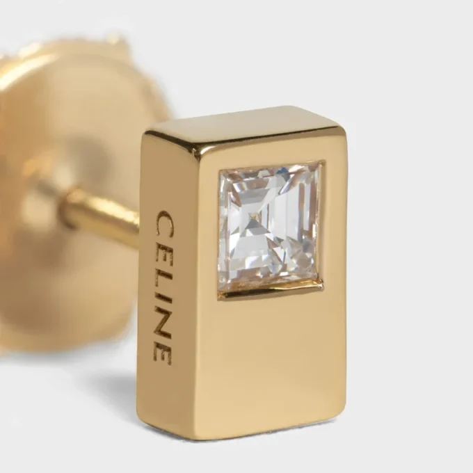 Sarı Altın ve Pırlantalı CELINE Sentimental Çift Kare Küpe Sarı Altın ve Pırlantalı CELINE Sentimental Çift Kare Küpe