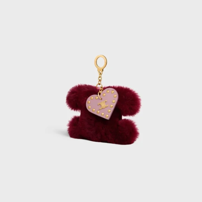 Shearling ve Dana Derisinden Triomphe Ponpon Charm