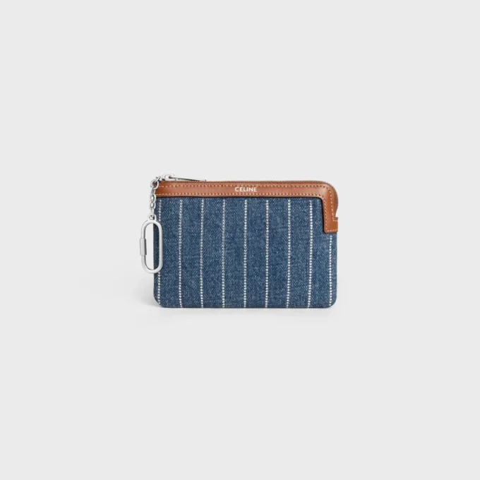 Strasslı Çizgili Denim Para Çantası Strasslı Çizgili Denim Para Çantası