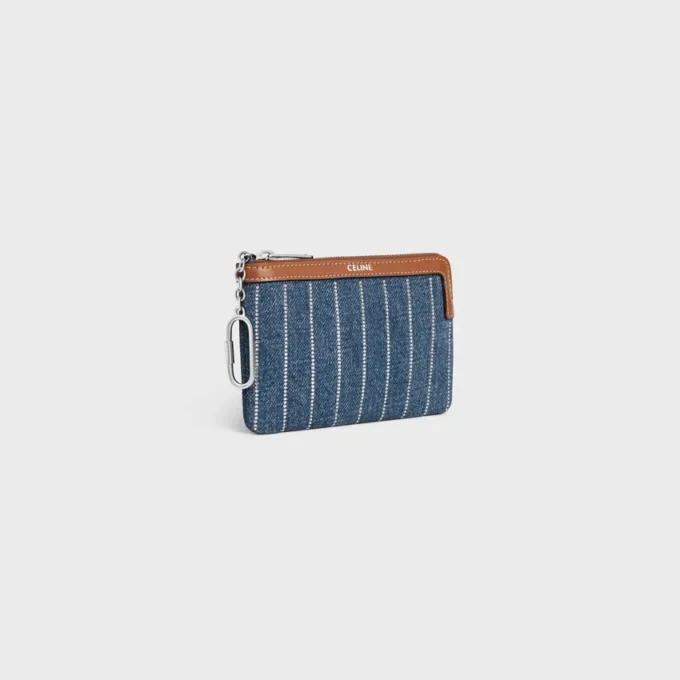 Strasslı Çizgili Denim Para Çantası Strasslı Çizgili Denim Para Çantası