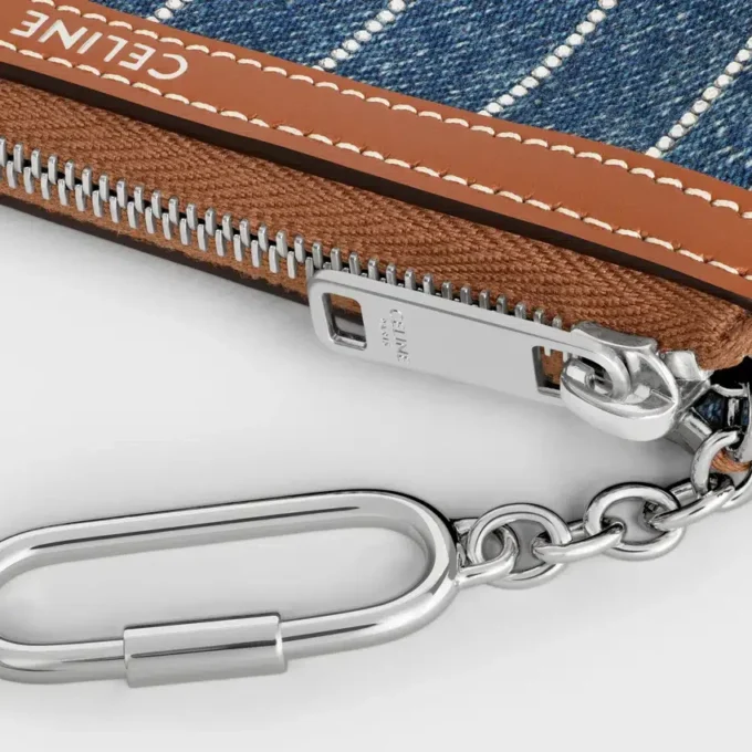 Strasslı Çizgili Denim Para Çantası Strasslı Çizgili Denim Para Çantası