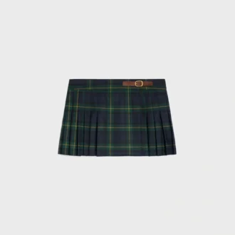 Tartan Yünlü Kilt Mini Etek