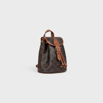 Triomphe Canvas ve Dana Derisinden Mini Sırt Çantası Folco