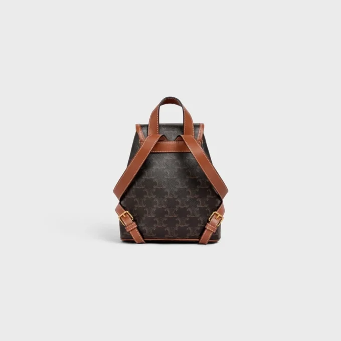Triomphe Canvas ve Dana Derisinden Mini Sırt Çantası Folco Triomphe Canvas ve Dana Derisinden Mini Sırt Çantası Folco