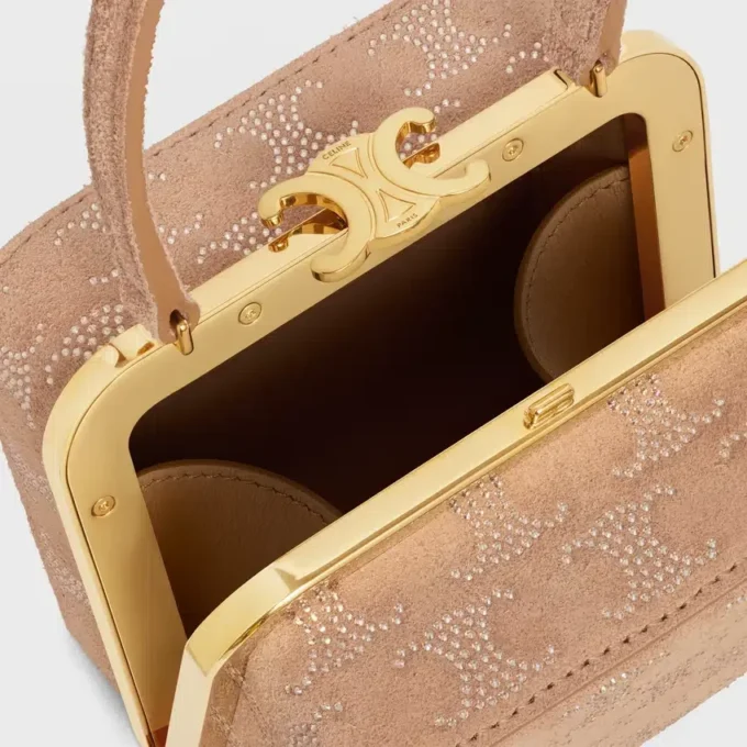 Triomphe Strass detaylı süet dana derisi CELINE Lana Minaudiere Triomphe Strass detaylı süet dana derisi CELINE Lana Minaudiere