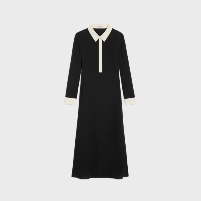 Viskon Georgette Midi Polo Elbise Viskon Georgette Midi Polo Elbise